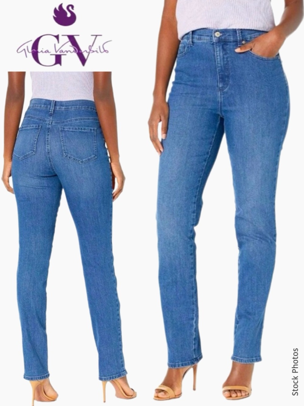 Gloria Vanderbilt Med Wash High-Rise Slim Tapered-Straight Leg Slimming Jeans 12